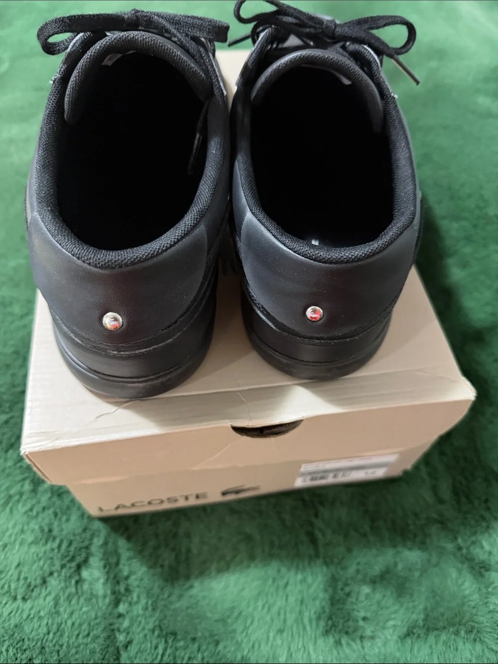 Lacoste Black Leather Slip-On Style Lace Shoes